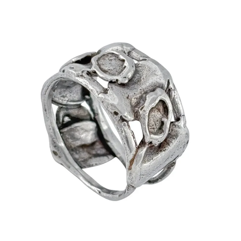 Vintage Sterling Silver 925 Abstract Openwork Ring Size 7.5